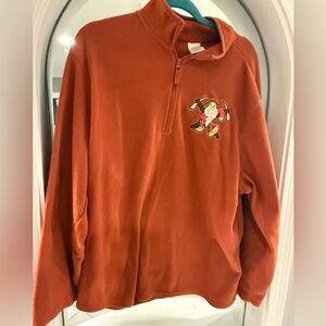 Disney Men's Rust Zip-Up Sweater with Embroidered Character